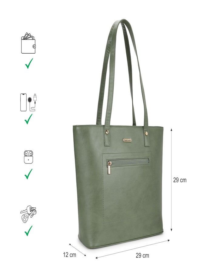 Fastrack Structured Tote Bag with Protective Base Studs for Women, Girls and Ladies | Fits Upto 14" Laptop | Quick Access Pocket | Zipper Closure | Premium Faux Leather Construction - Image 4